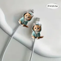 Charming Cartoon Cat Cable Protectors - Set of 2, Prevents Cable Wear and Tear (2pcs)