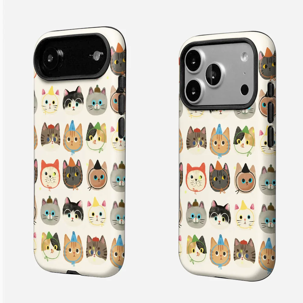 Magnetic Cartoon Cat Phone Case with 2-in-1 Film Shell Cover