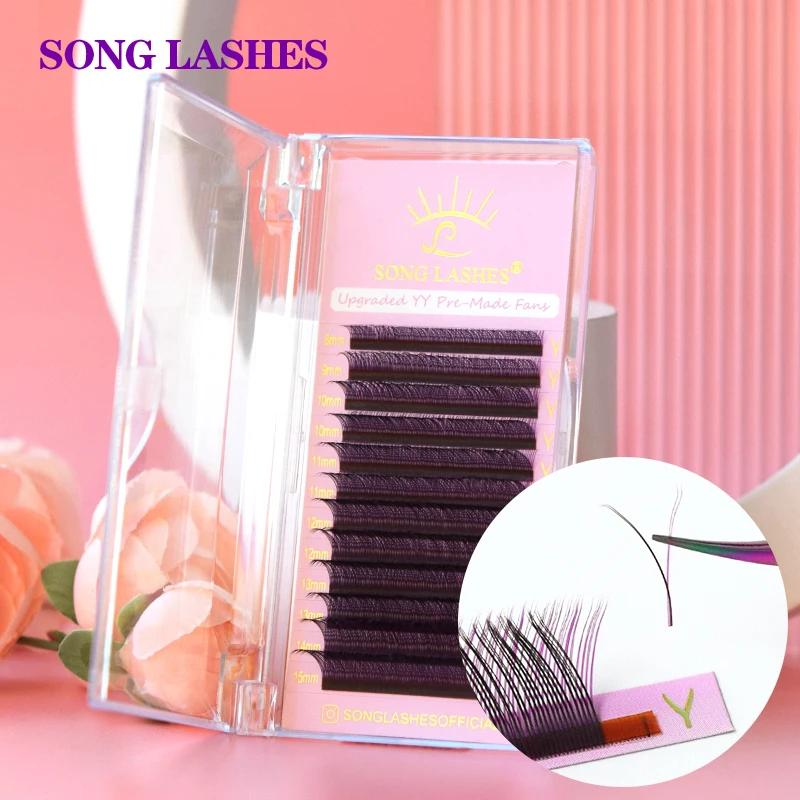 SONG LASHES Y Shape Ombre Color Lashes  Two tip C/D Curl Premade Volume Lashes Individual Eyelash Extension Supplies