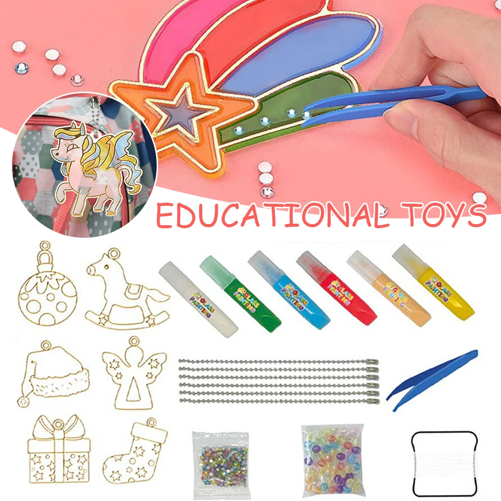 

Christmas Baking-Free Crystals Glue Painting Pendant Colorful Handicrafts Decoration Christmas Painting Gifts