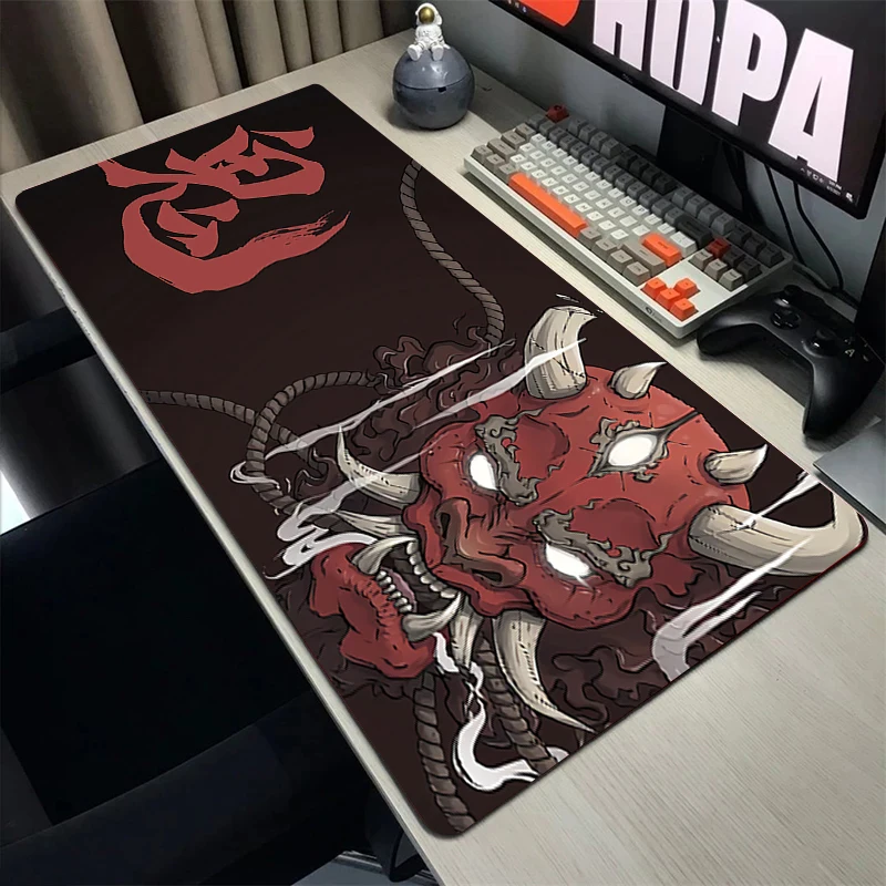 Japonês Oni Mouse Pad hd Print Deskmat Teclado Gamer Mousepad Borracha Computer Table Mats xl 900x400 Acessórios - Imagem 4