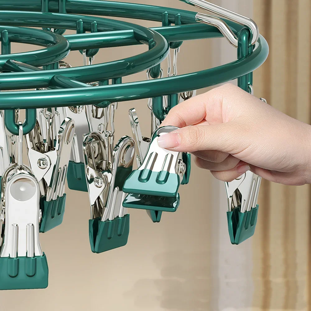 Stainless Steel Clothes Drying Hanger Windproof Clothing Rack Clips Sock Towel Bra Laundry Airer Hanger Underwear Socks Holder 2