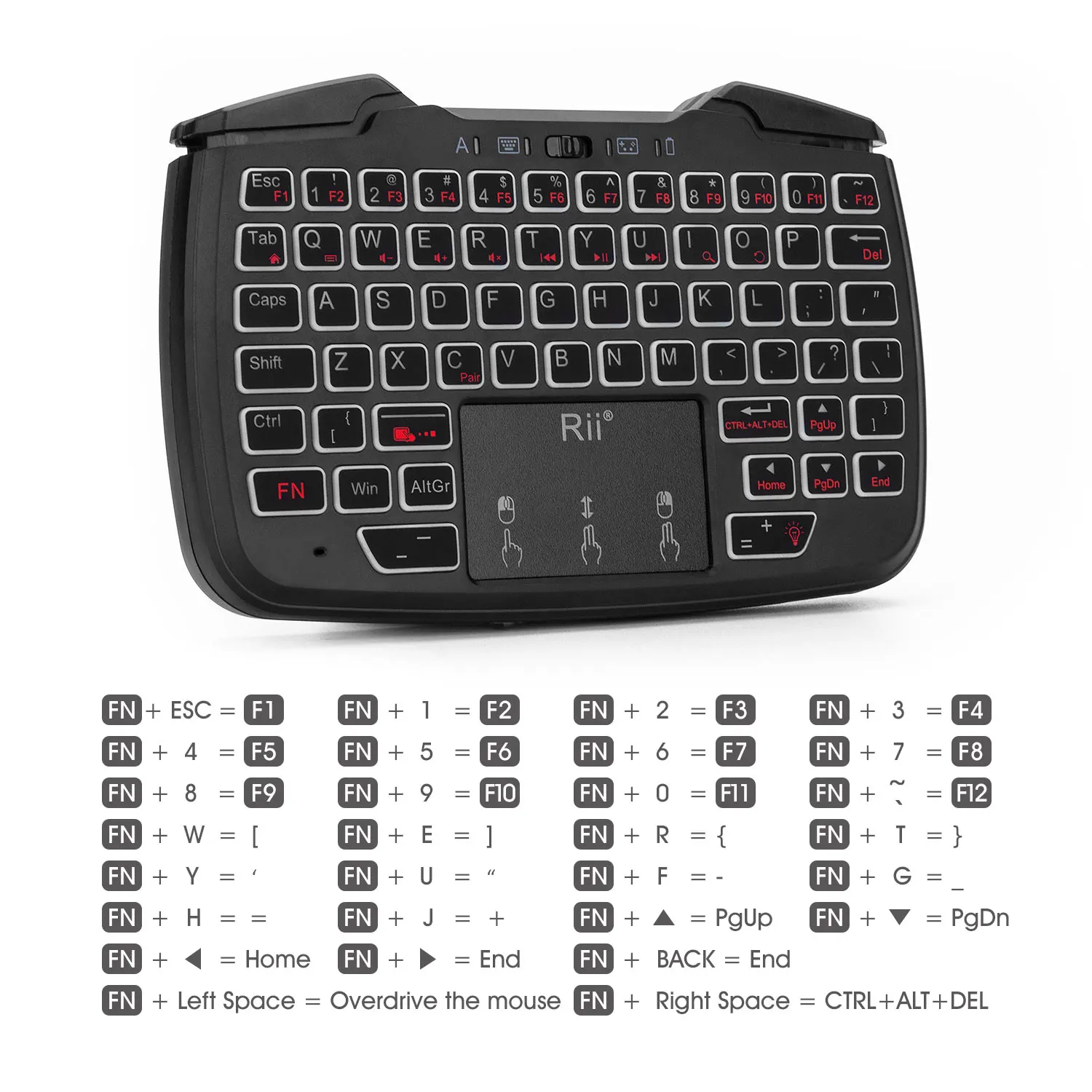Rii-RK707 Mini teclado portátil, alça de jogo