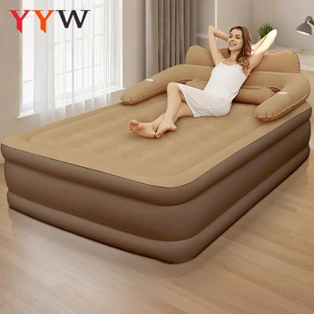 New 2 Persons Inflatable Mattress Camping Folding Outdoor Indoor Home Air Cushion 48cm High Bed Lazy Laying Soft Skin-friendly