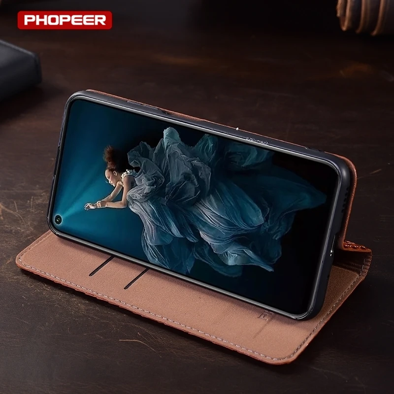 Premium Genuine Leather Flip Wallet Case with Card Slots