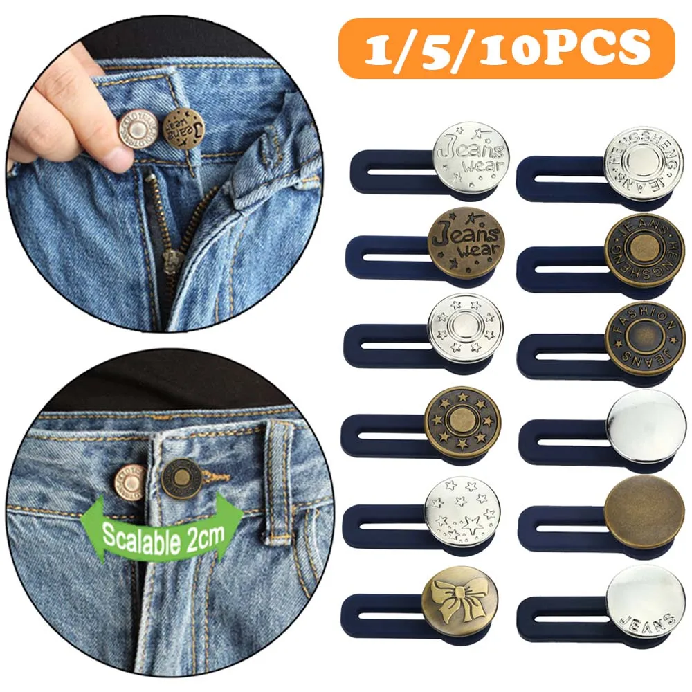 Extension de taille pour Jeans, boutons de couture réglables, 4 pièces,  bricolage, Denim unisexe, attache de vêtements, accessoires de couture -  AliExpress