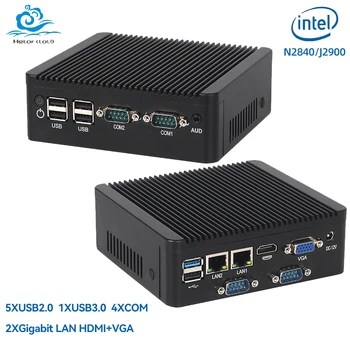 Helorpc Industrial Mini PC N2840/J2900 Support WIN10 LINUX with 2xGigabit LAN 5xUSB2.0 1xUSB3.0 4xDB9 COM 1xHDMI 1xVGA Computer 1