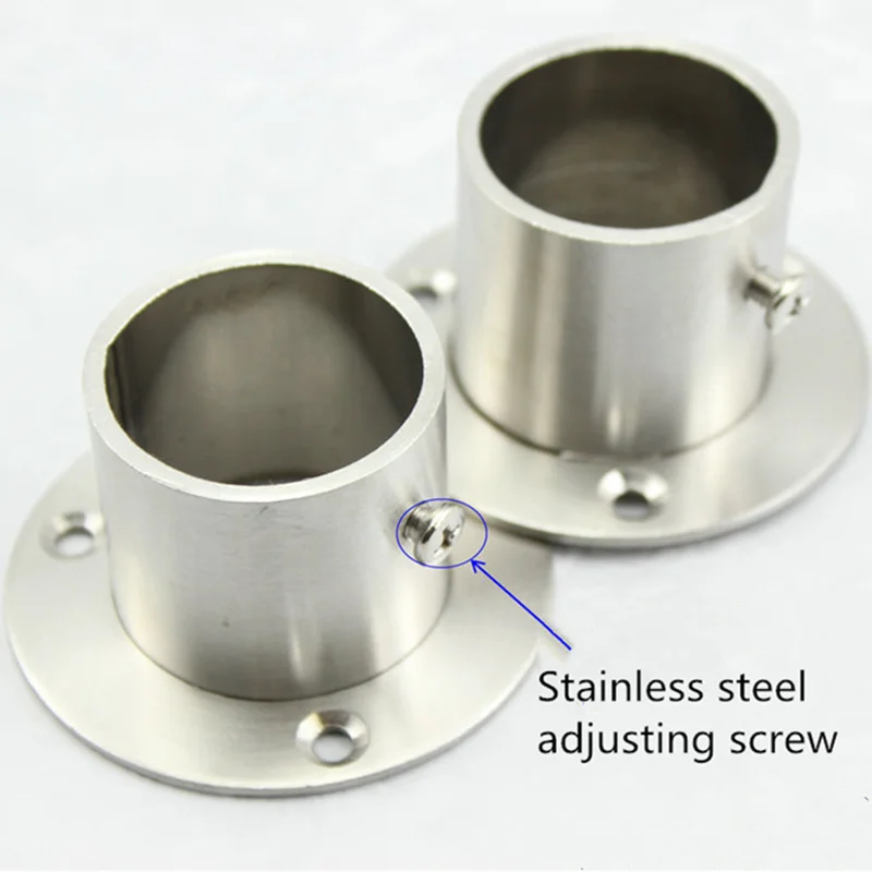 Stainless Steel Pipe Bracket 19-32mm Dia Tube Support Flange Seat for Wardrobe Hanging Rail Rod Pole Socket End Holder 2pcs/lot