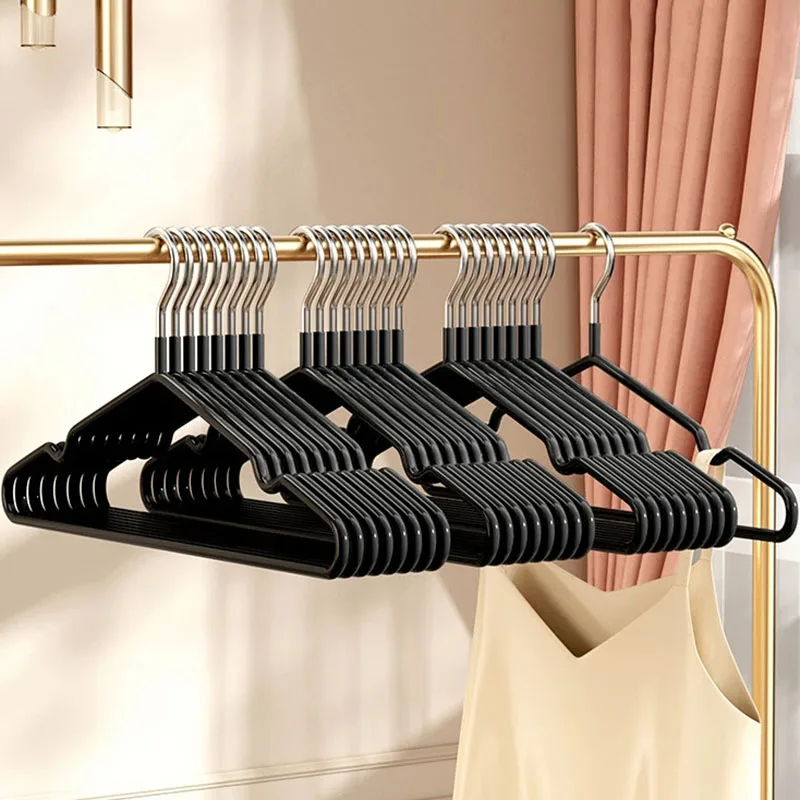 Clothes Hanger Non-Slip Coated Metal Suit Coat Shirt Jacket Hanger Round Notches 10pcs