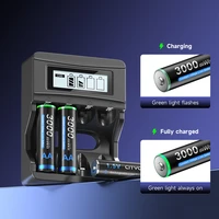 CITYORK 1.5V AA Li ion Rechargeable Battery 3000mWh 1.5 V AA Lithium ion Rechargeable Batteries With1.5V AA AAA Battery Charger 5