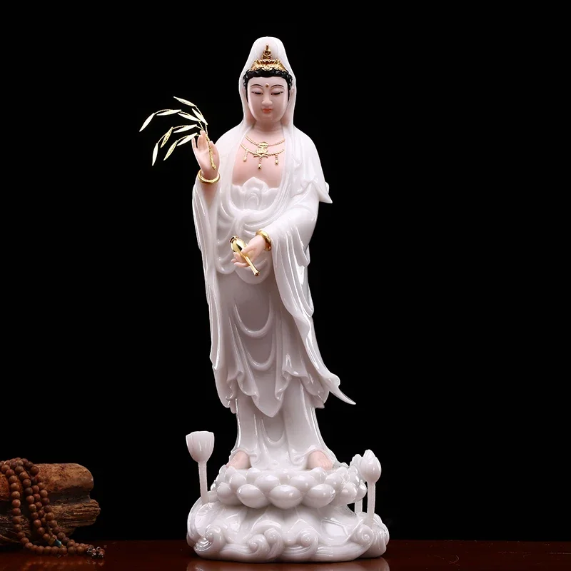 Description Picture 2 of item48cm large high grade Goddess jade Guan yin PUSA Avalokitesvara buddha statue Asia HOME safety protection FENG SHUI Sculpture