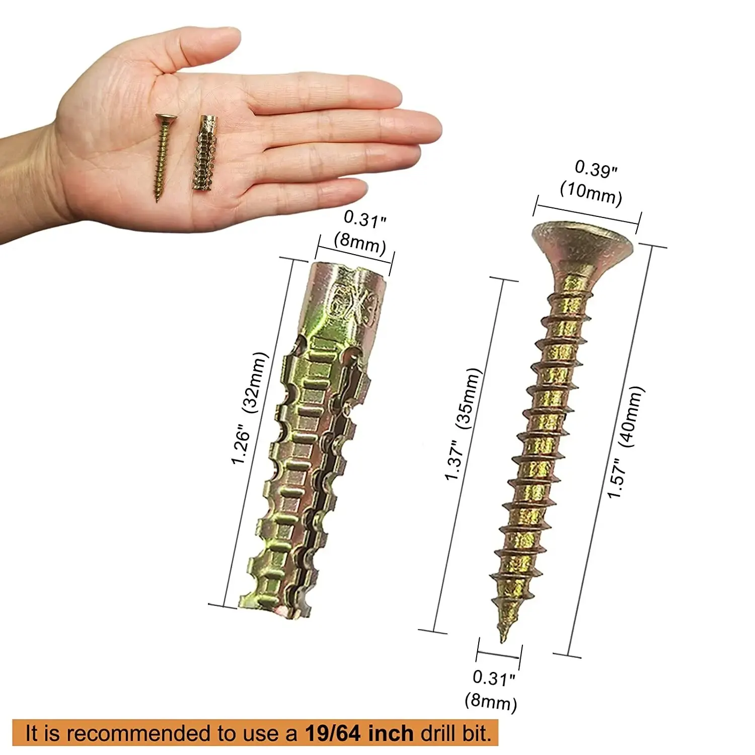Steel Wall Anchor Heavy Duty with Screws 20/30/40Pcs Tree Shaped for Concrete Hollow-Wall and Wooden