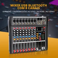 VEDO 8 Channel Professional Audio Mixer Portable Sound Mixing Console USB Interface Digital MP3 Computer Input Audio Recording 2