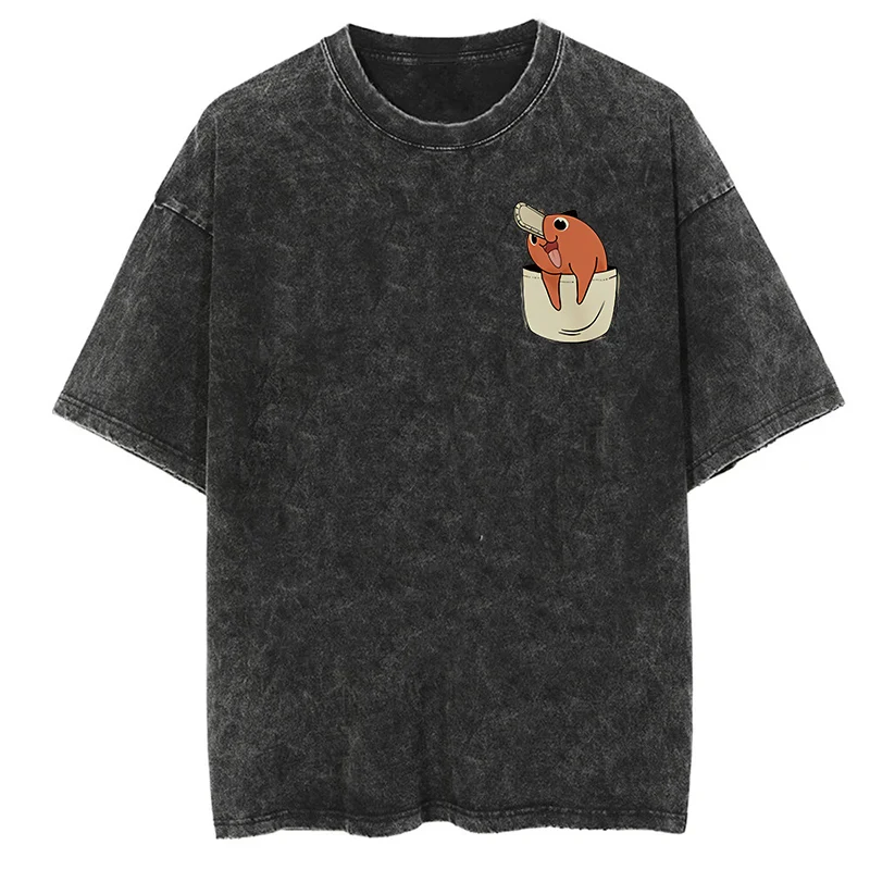 Vintage Acid Wash Cotton Oversized T-Shirt - Unisex Casual Summer Short Sleeve Top