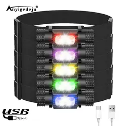 H05B Mini Headlamp XML-L2 U2 LED 18650 Headlight Red Green Purple UV Blue Yellow 6 Color Flash Head Lamp Light Flash Light Torch