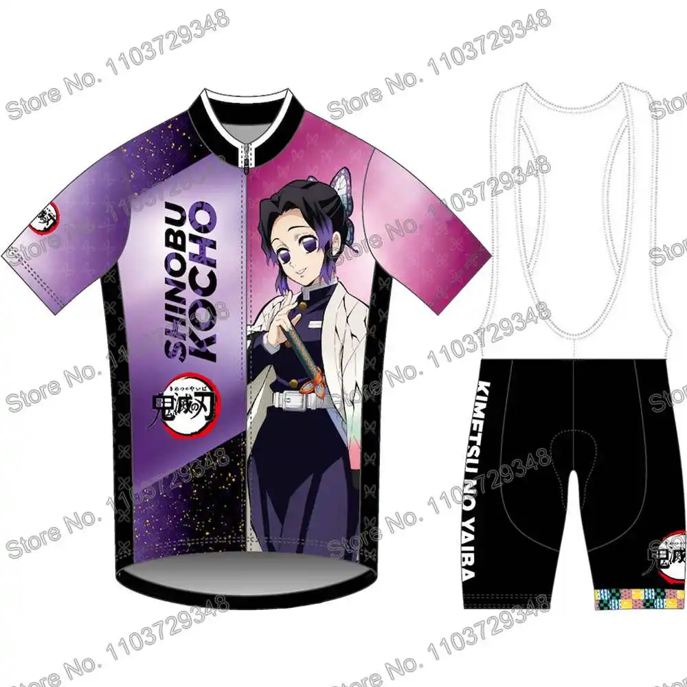 Demon Slayer Cycling Jersey Men's Set Summer Cycling Clothing Road Bike Shirt Short Sleeve MTB Women Bicycle Bib Shorts