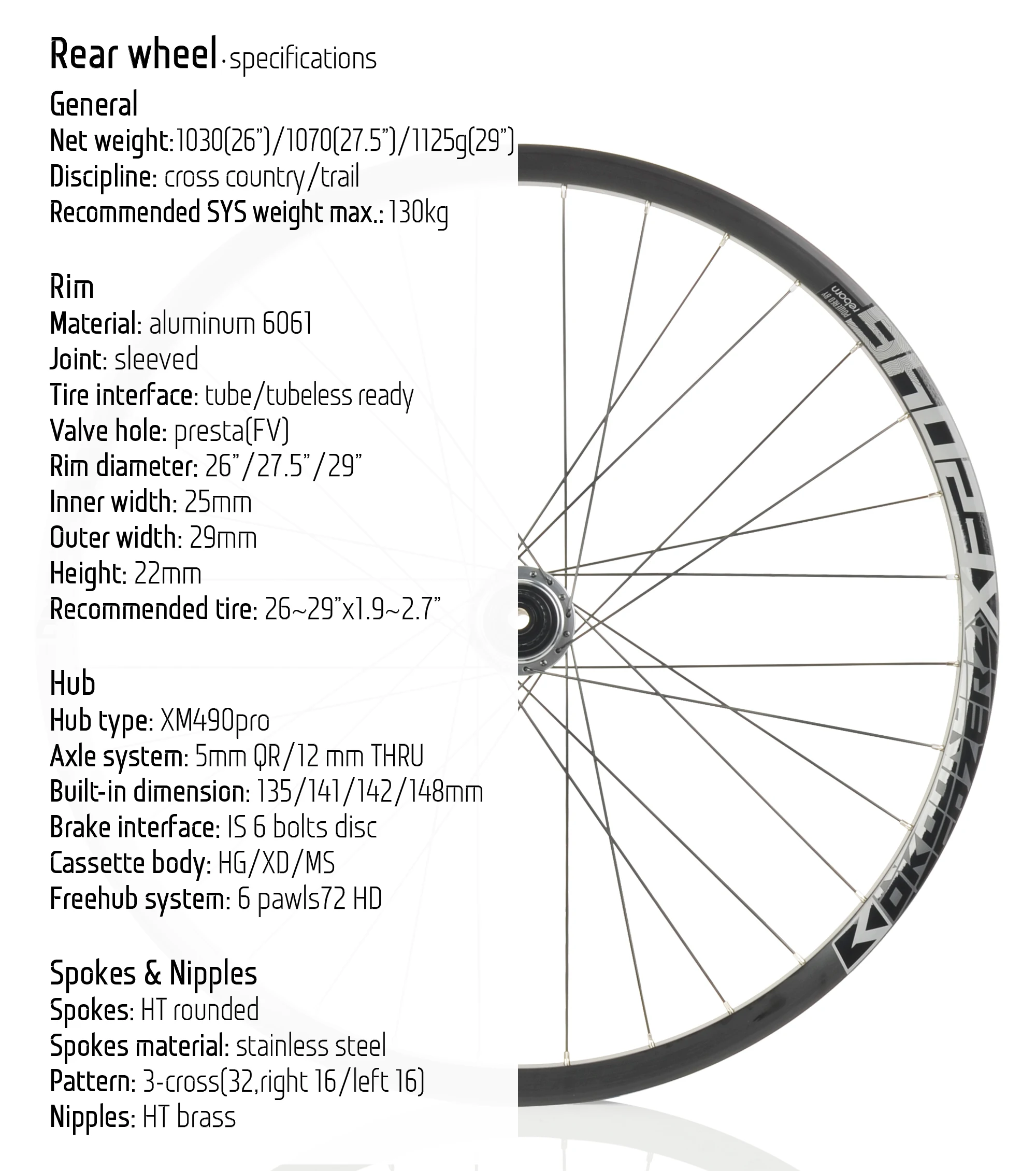 26/27.5/29'' MTB Bike Wheelset 6-Pawl 72 Clicks Tubeless Off-Road