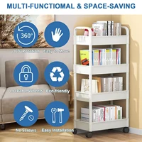 1pc 4-Tier Rolling Storage Cart with Wheels and Sturdy Handle Mobile Organizer for Kitchen Bathroom Office 3
