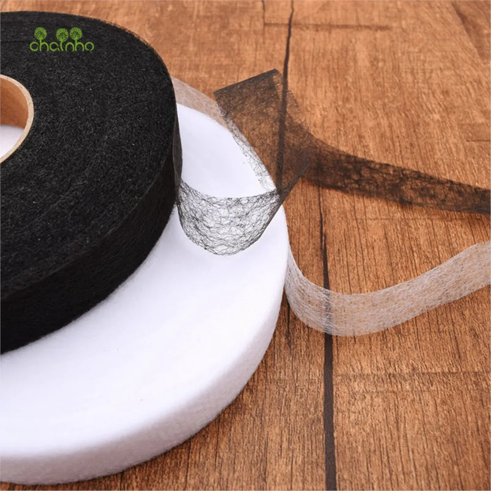 Chainho,Double Faced Adhesive Fabric For DIY Accessories Cloth,Interlining Fabric,From 1cm to 3cm,Black & White,60 Yards,CB05