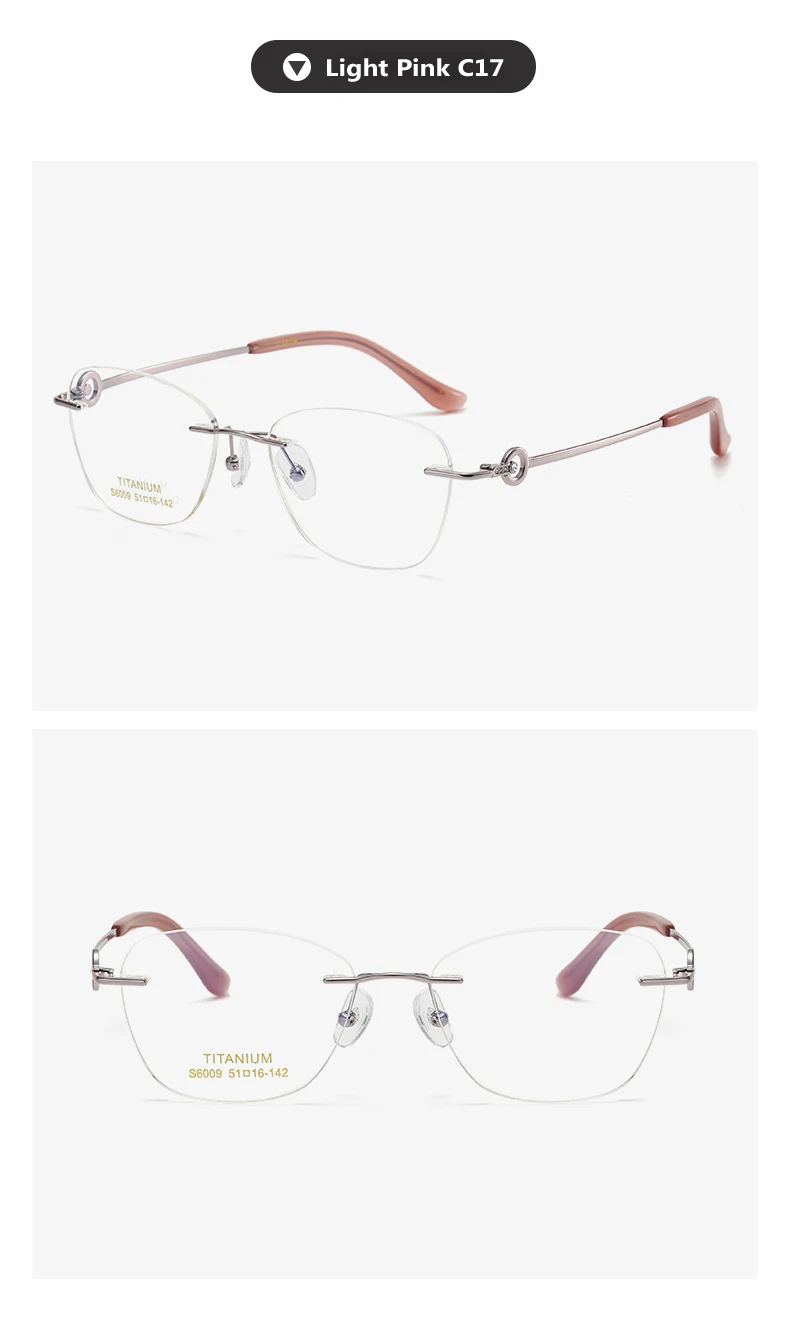 Oveliness Women's Rimless Oval Cat Eye Titanium Eyeglasses 14