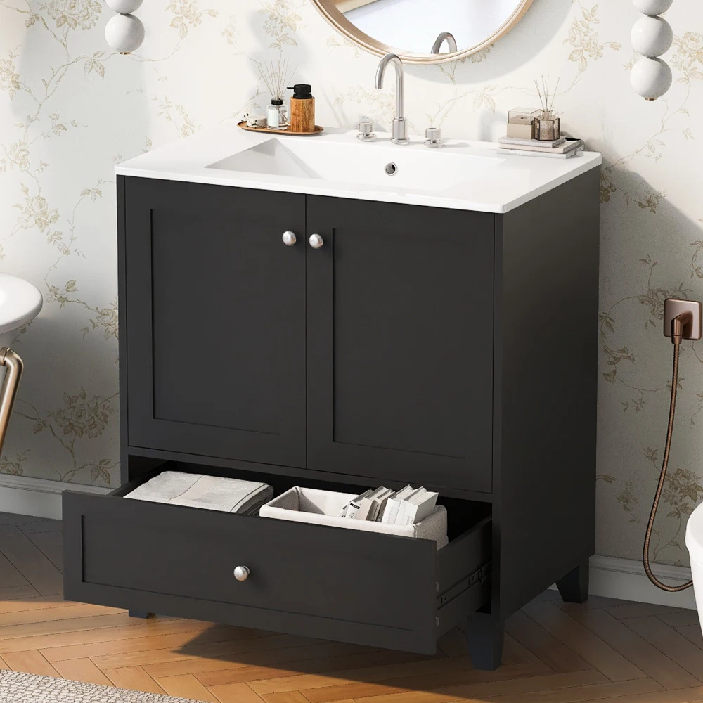 30" Premium Bathroom Vanity Set with Ceramic Sink and Ample Storage Space - Ideal for Small Bathrooms 6