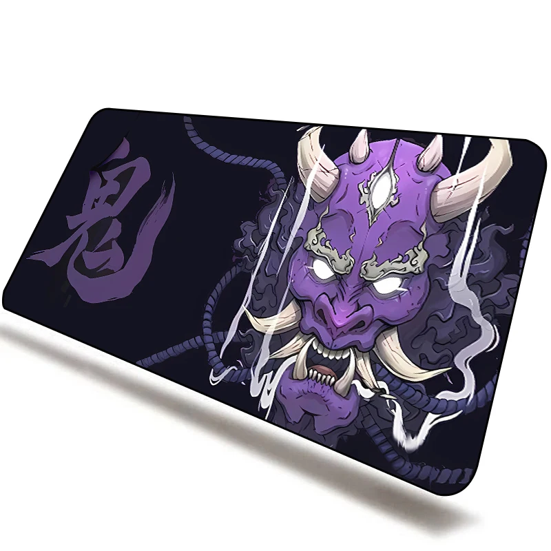 Alfombrilla de ratón de Anime Oni para Gamer, alfombrilla de escritorio japonesa, alfombrilla grande para ratón Xxl, accesorios para PC y videojuegos, alfombrilla para ratón negra 400X900, portátil