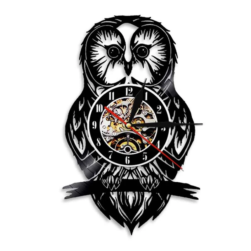 

Night Owl Vinyl Record Wall Clock A Bird Of Minerva Kids Room Nursery Room Animal Artwork Decor Vintage Album Record Timepieces