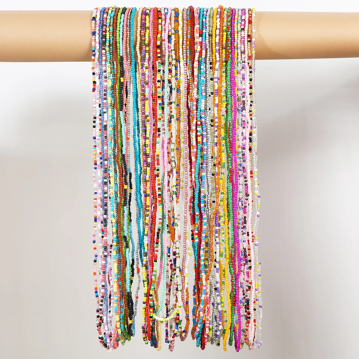 Women New Simple Fashion Hand Beaded Chain Glass Beaded Body Chain All-match Color Elastic Waist Chain BD7052 - Image 3