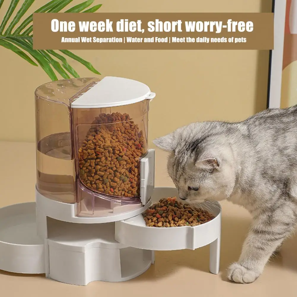 Pet Feeder Raised Base Fully Detachable Automatic Water Refill Small Medium Pets Food Feeder Water Dispenser Dog Accessory 3 8l pet mute automatic feeder dog cat water dispenser dog food water cat feeding large capacity water dispenser pet dishess