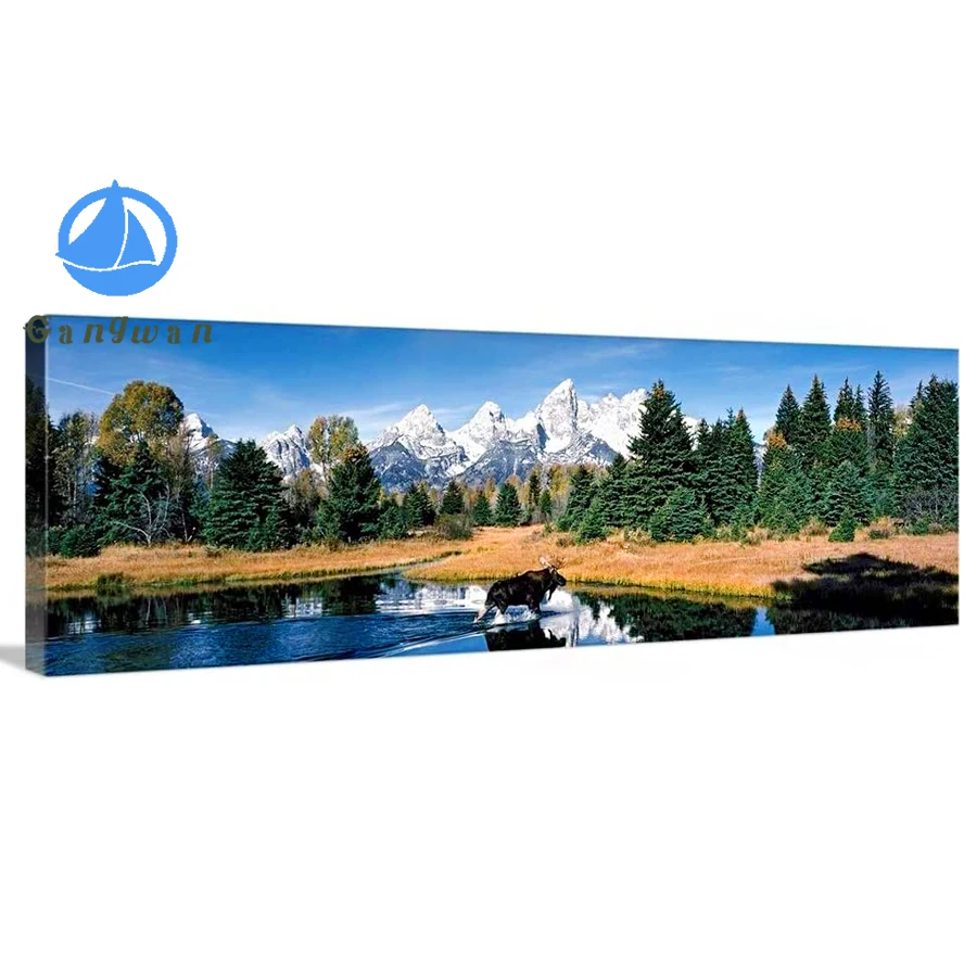 Moose And Beaver Pond Grand Teton National Park Diy 5D Diamond Painting Kit Punto Croce Trapano Completo Ricamo Mosaico Home Decor