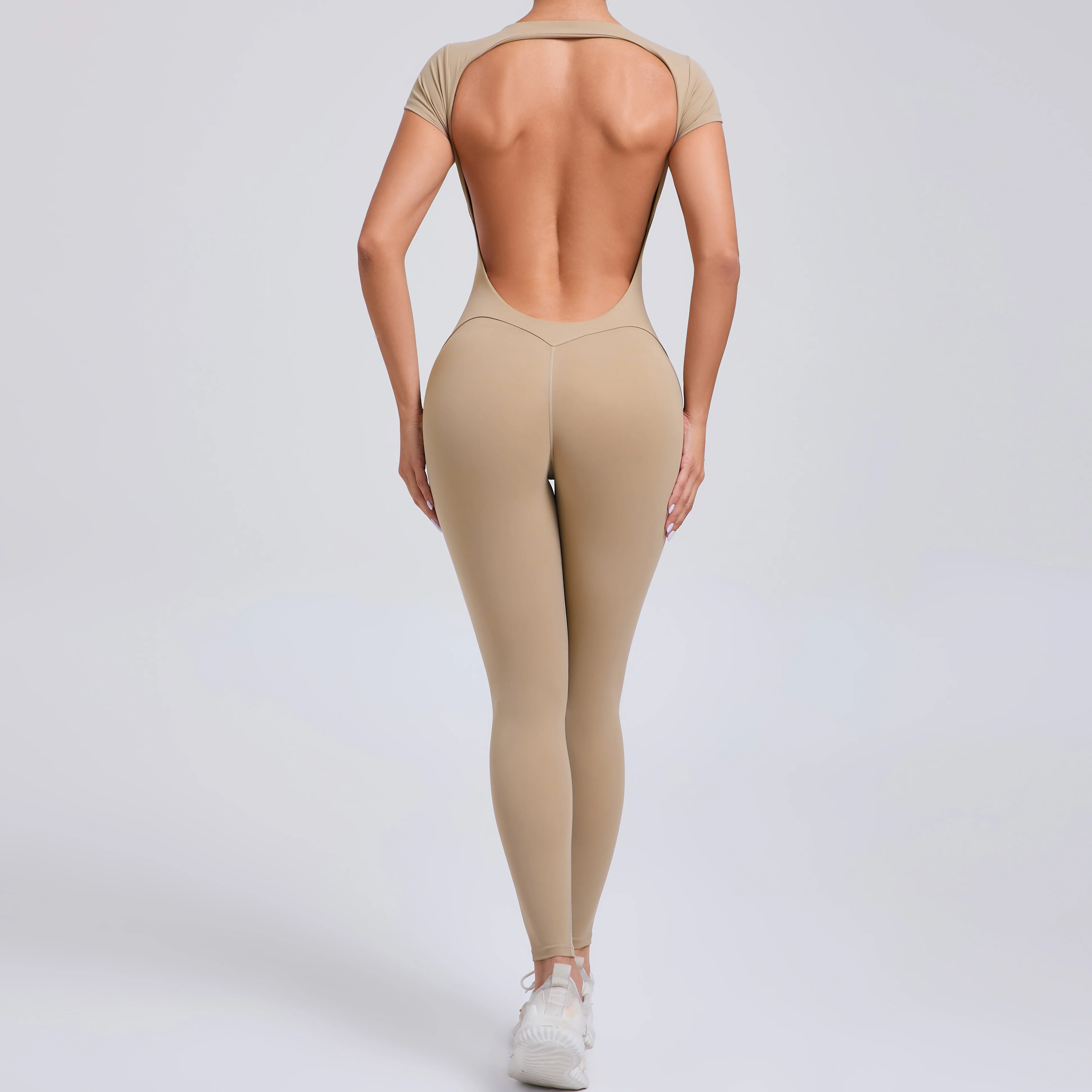 Tuta da yoga imbottita senza schienale monopezzo Pagliaccetti femminili Abbigliamento da yoga ad asciugatura rapida Tute da allenamento Scrunch Tuta sportiva da donna - immagine 6