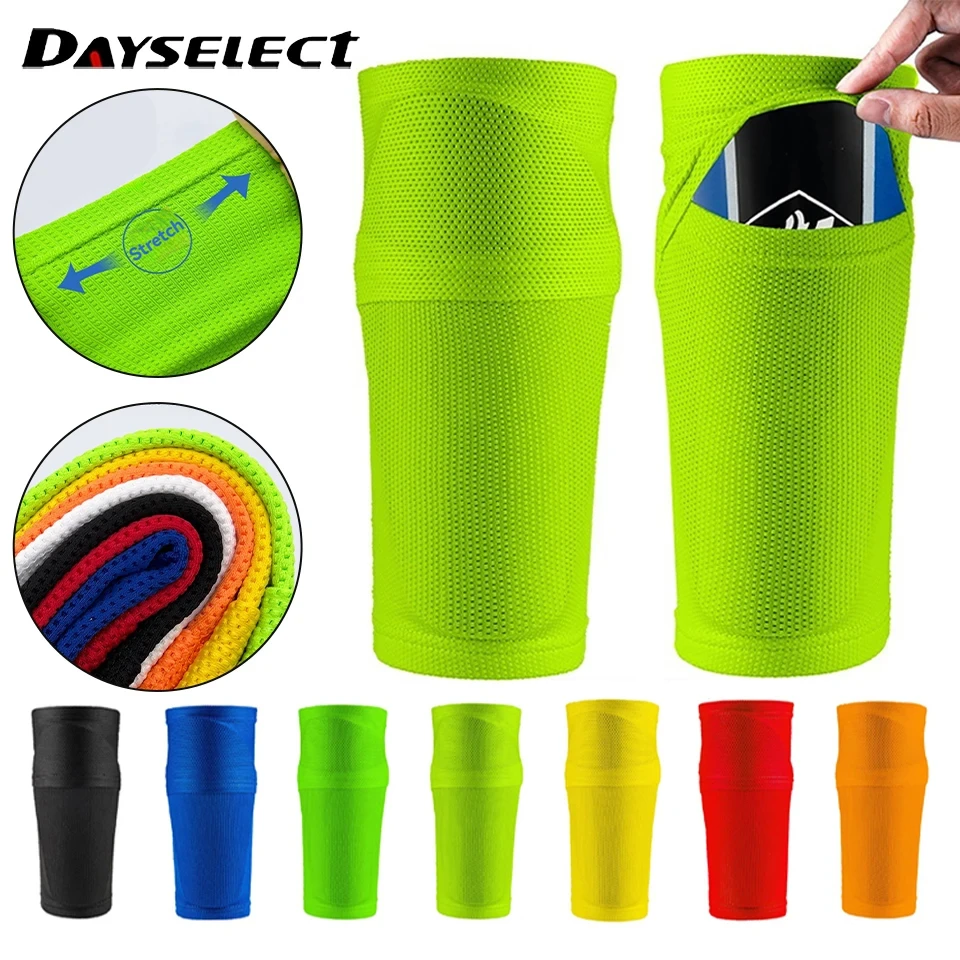 Soccer Shin Guard Training Leg Sleeves Sock Football Crashproof Calf Protector Nylon Shin Protector Pocket 1Pair Men Women soccer shin guards shin guard pads
