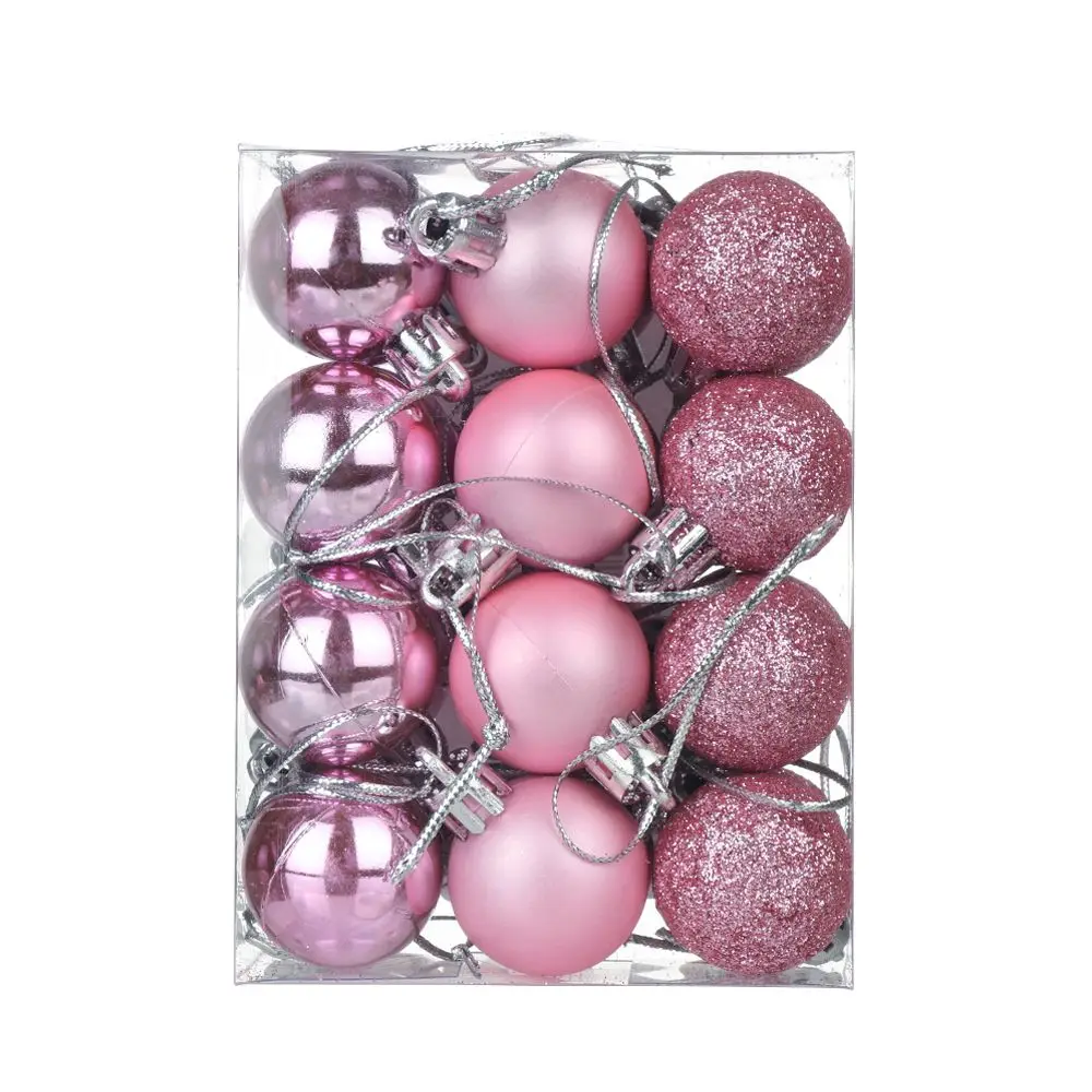 thumbnail image 1 of 24 piezas/caja de bolas de árbol de Navidad de 30 mm, pequeñas bolas colgantes, adornos para fiestas en el hogar, adornos pequeños para Navidad, suministros para Año Nuevo, 1 of 5