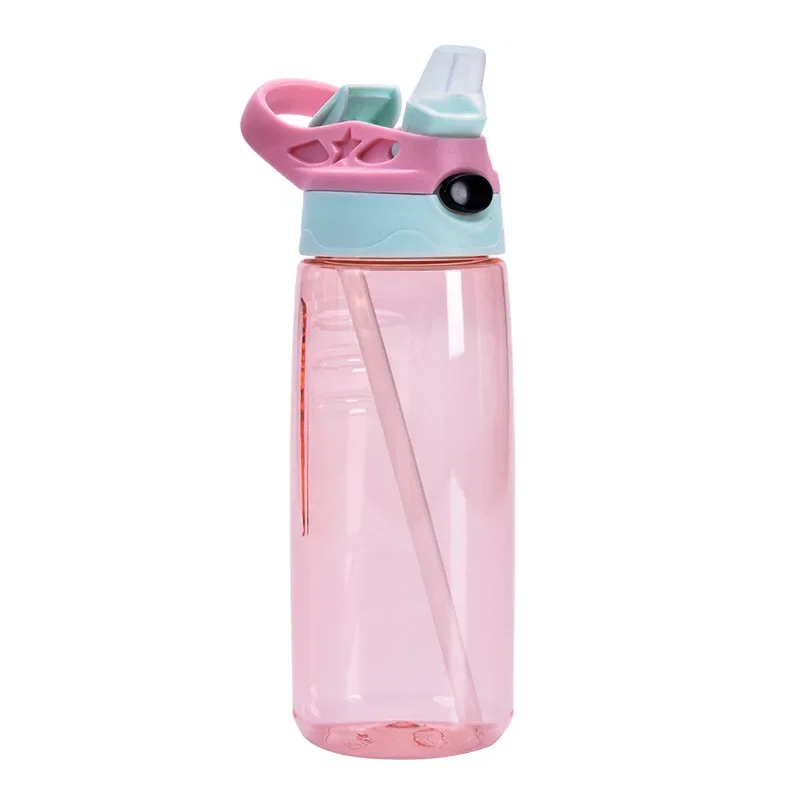 500ML Water Bottle with Straw Female Children Large Portable Travel Bottles Sports Fitness Cup Summer Cold Water with Time Scale water bottle