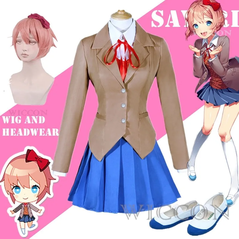 Gioco Doki Doki Letteratura Club Cosplay Sayori Cosplay Sayo-Nara Cosplay Costume Parrucca Set Uniforme Scolastica Ragazza Costumi Donna