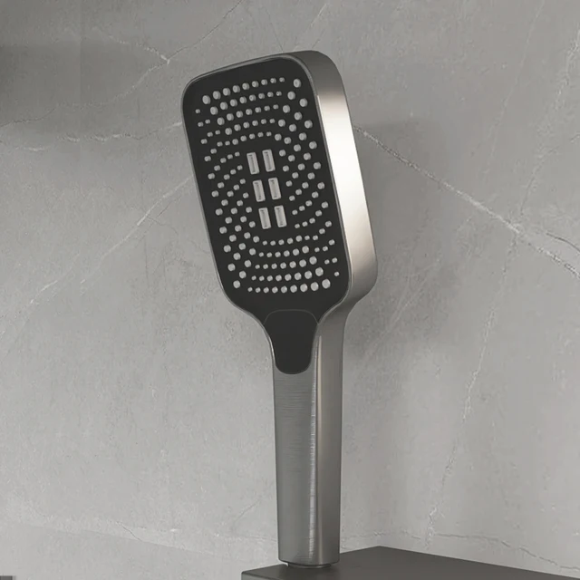 AITANA ปืนสีเทาหรูหราทองเหลือง Thermostatic ระบบฝักบัว Minimalist ปกปิดเพดาน Hot & Cold Water 3-Function ห้องน้ํา Mixer 6