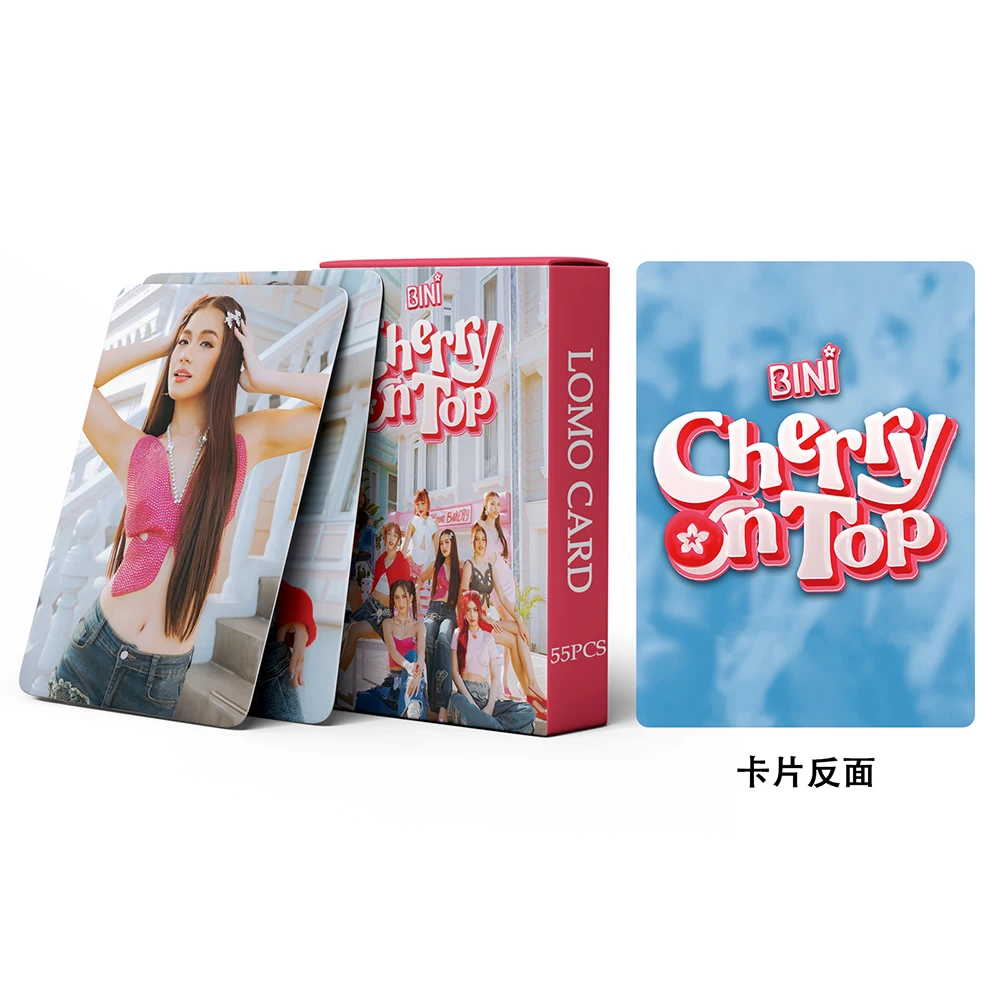55pcs/set Kpop BINI CHERRY ON TOP Photocard Card LOMO Card High Quality Double Sides Printing Fans Gift