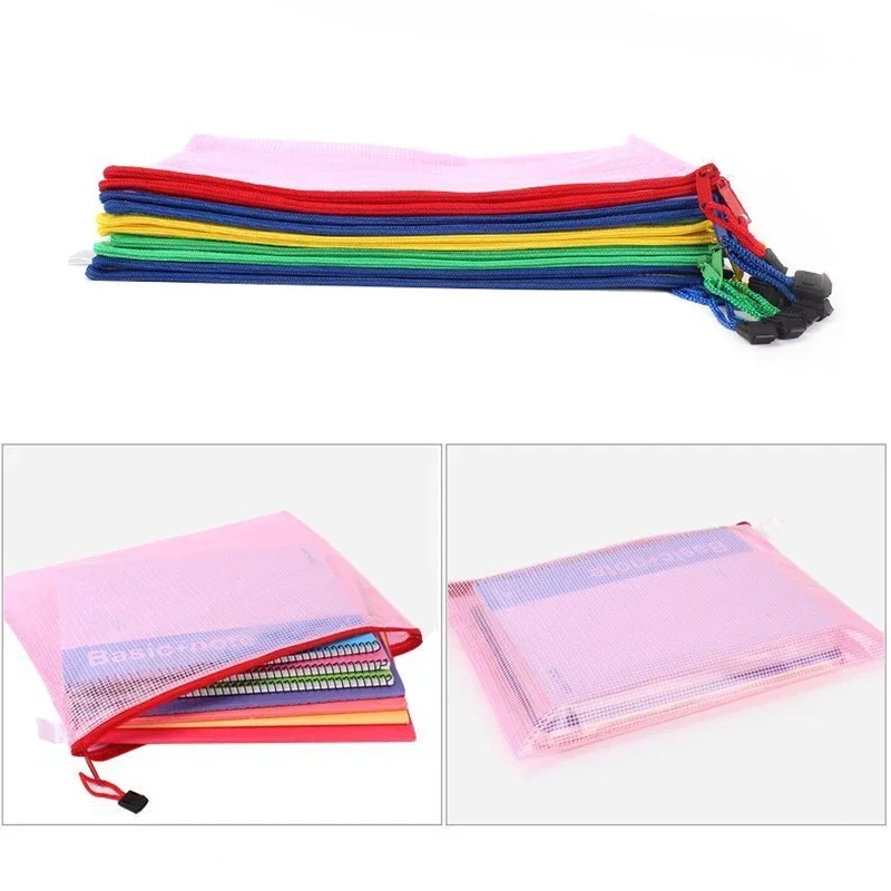 A4 Grid Transparent Document Organizer PVC Zipper Stationery School Handle Paper Pouch File Organizer A3/A4/A5/A6 Document Bag