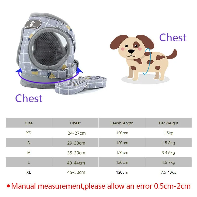 YUDODO Nylon Mesh Harness For Animals Reflective Dogs Harness Leash Set Dogs Vest Harness Leads Pet Clothes For Small Dogs images - 6