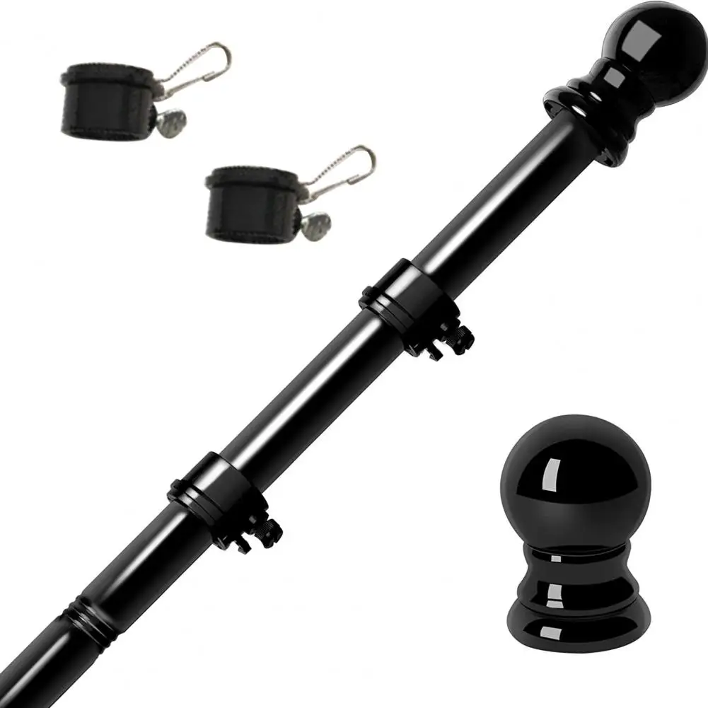 Flag Stick Great Anti-winding Easy to Use Rust-Proof Metal Black Flag Pole Kit Outdoor Supplies