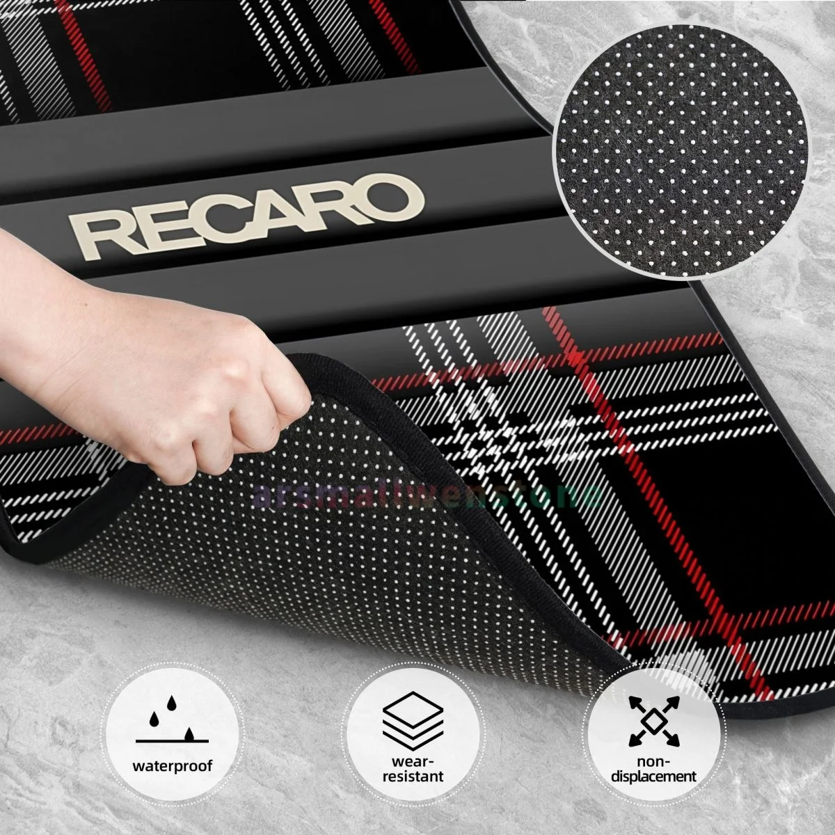 Recaros 4PCS Crystal Velvet Women's Car Floor Mat Anti Fouling Car Floor Mat Interior Accessories