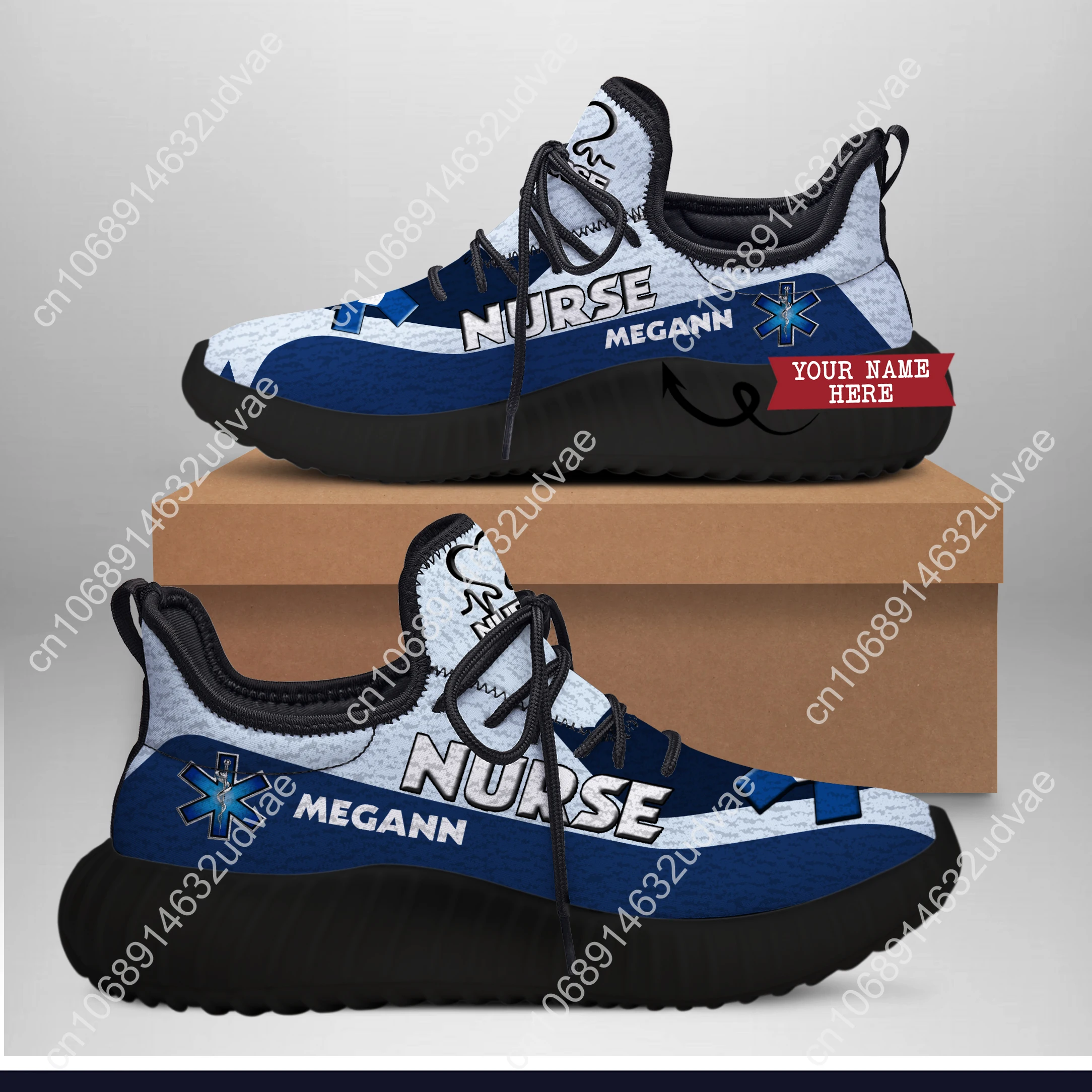 Gradient Nurse Design Vulcanized Shoes Personalized Hospital Care Sneakers Comfortable Lace Up Teen Girls Shoes