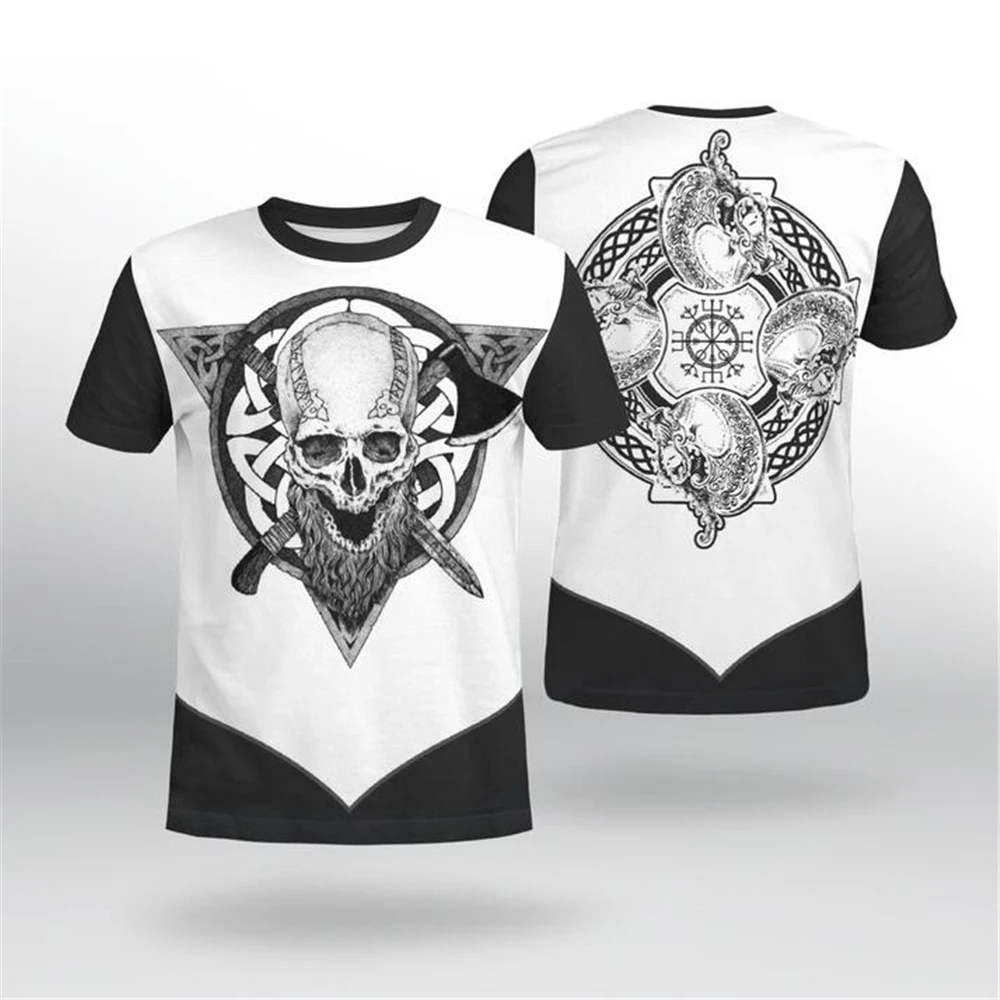

Summer 3D Print VIKING Fashion Skeleton Punk Style Men's Round Neck Casual T-shirt Children Man Cool Sport T-shirt Tops Tee