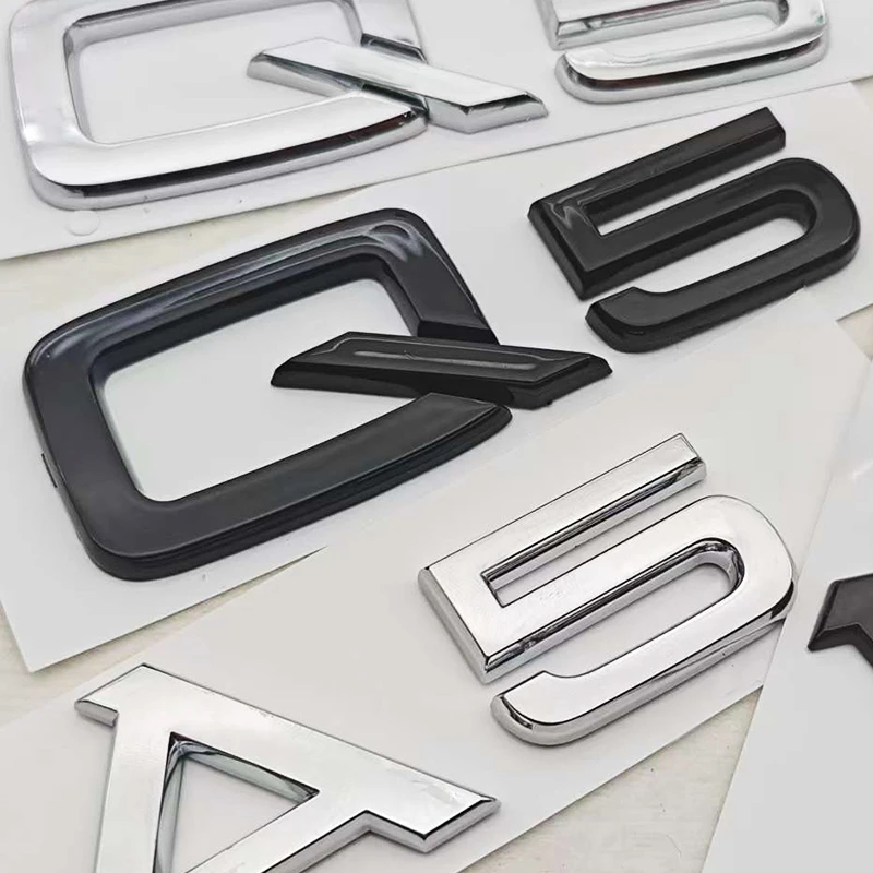 3D ABS 자동차 문자 로고 A5 Q5 리어 트렁크 배지 스티커 엠블럼 데칼 아우디 Q5 A5 자동차 테일 액세서리