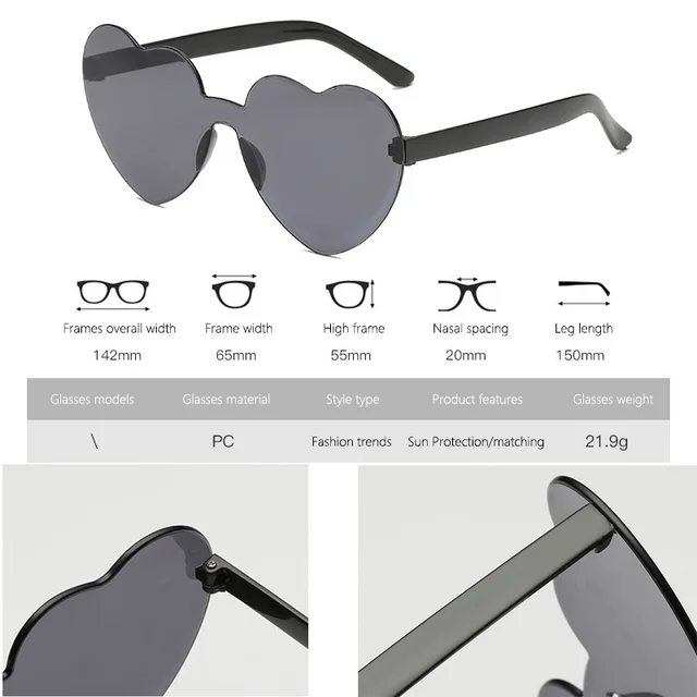 컬러풀하고 사랑스러운 하트 모양의 러브 하트 선글라스