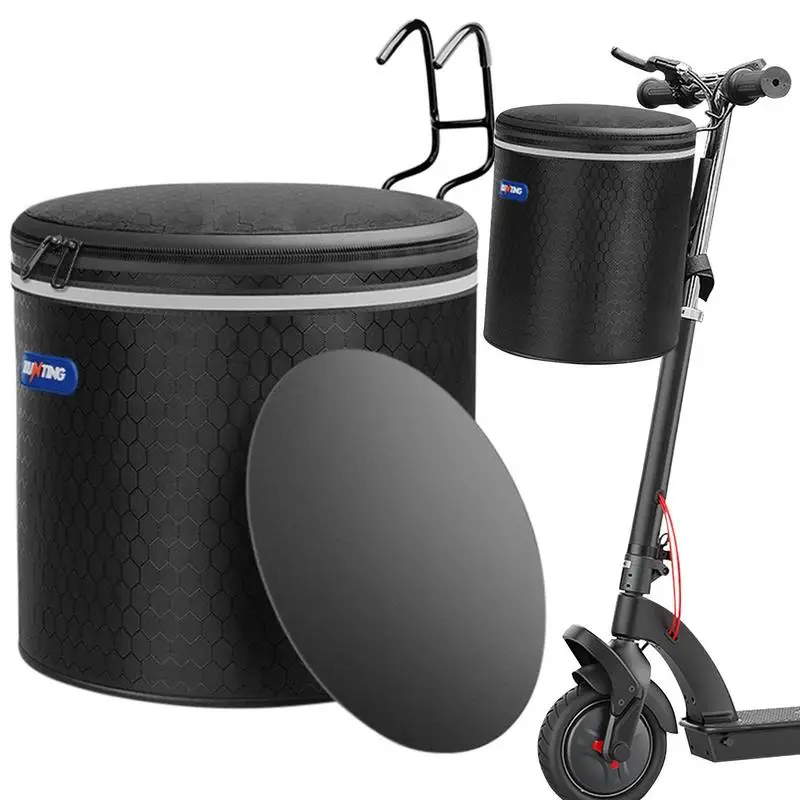 Cestino Anteriore per Bici Elettrica con Coperchio, Cestini per Scooter Elettrici Antipolvere con Fodera Impermeabile, Cestino per Bici in Metallo per
