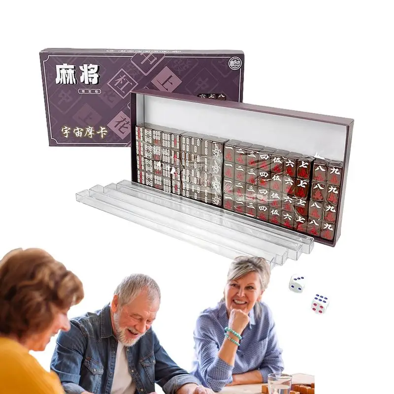 Mini Mahjong Set Portable Chinese Traditional Mahjong Board Game Multiplayer Play Game For Household Indoor Holiday Party