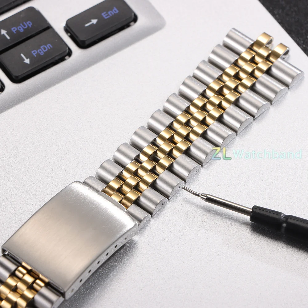 Luxurious Stainless Steel Curved-End Watch Band Bracelet Accessories