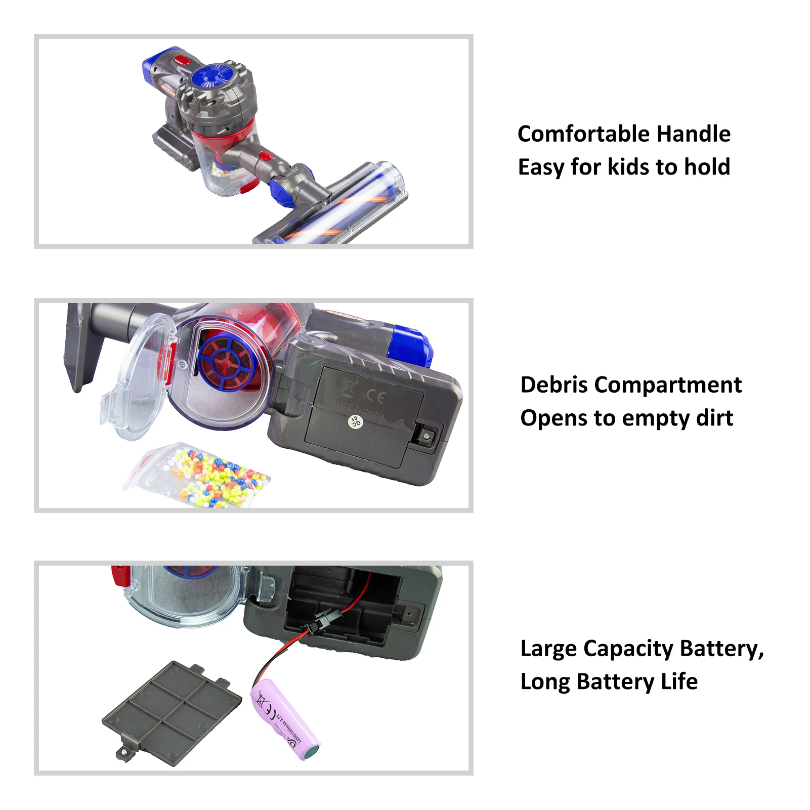 Toy Vacuum 3 In-1 Kids Vacuum Cleaner Set That Really Works Cordless Interactive Toy for Children