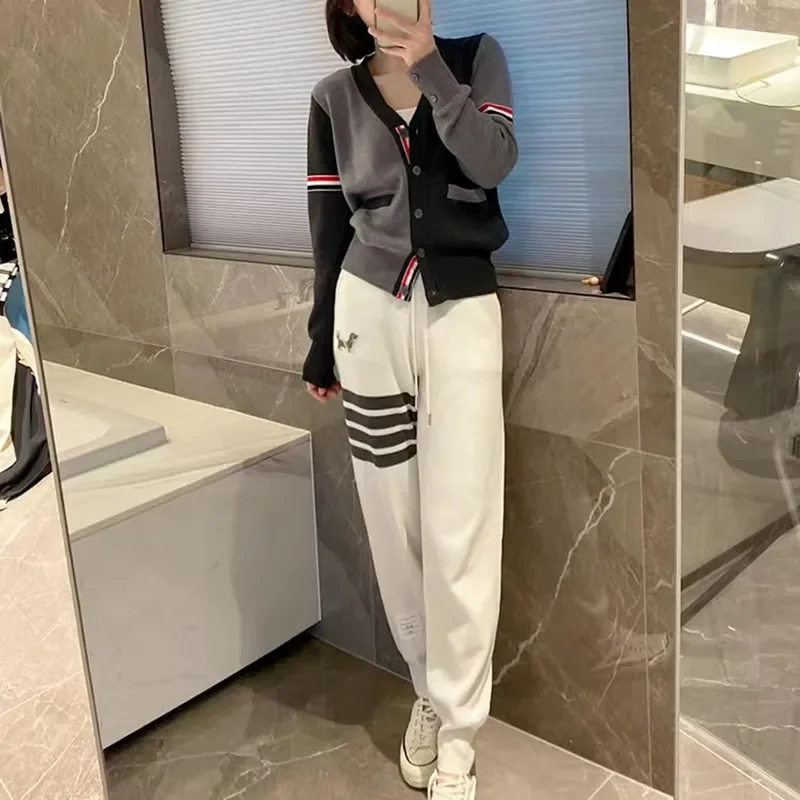 Autumn Golf Wear Women Korean Authentic Golf Suits Fashion Knit Coat Pants New Two Piece Set Women's Clothing